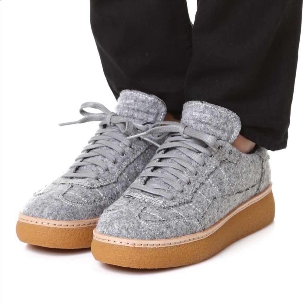 Alexander Wang Eden Low Top Heather Gray Wool Sneakers Sz 37.5